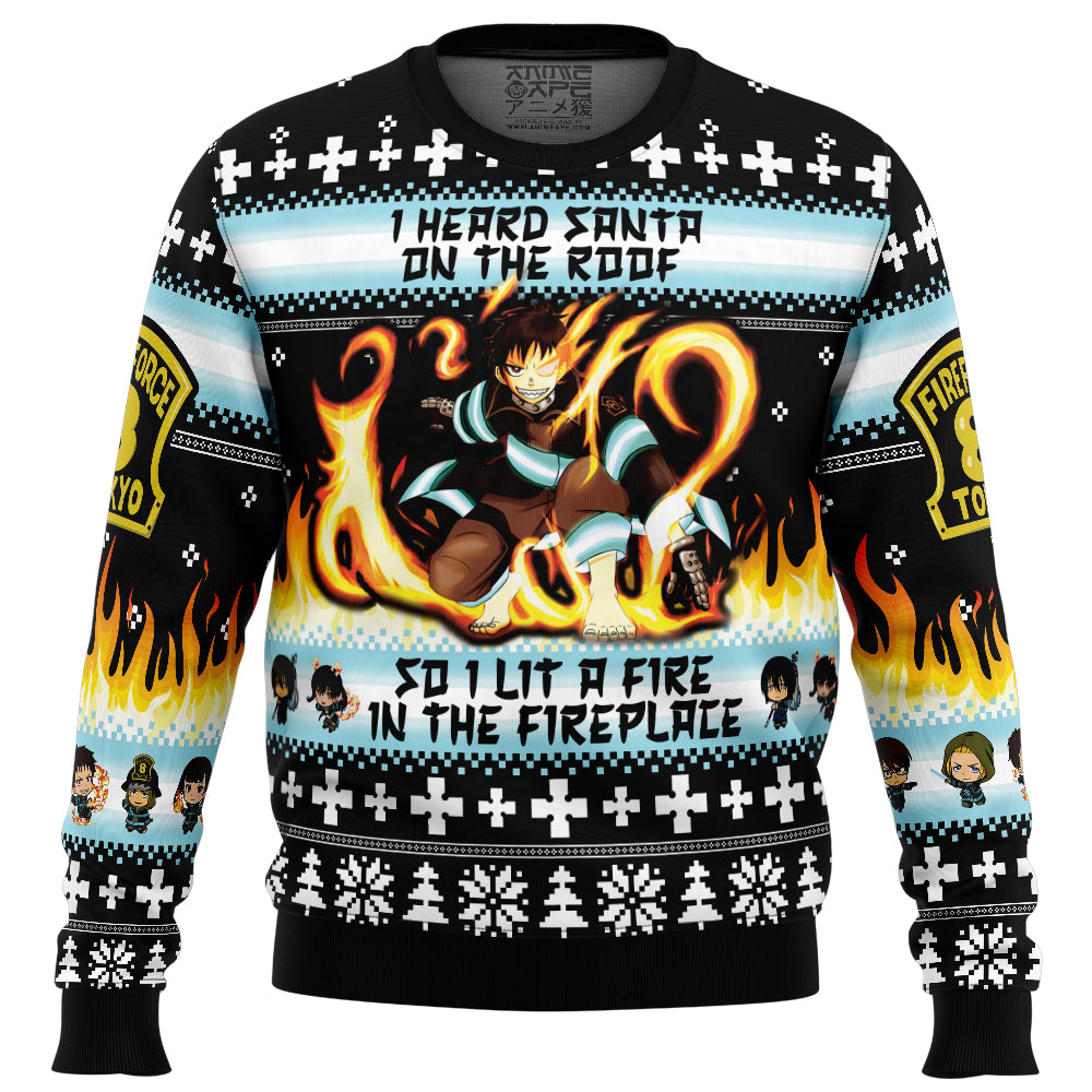 I Heard Santa on the Roof Fire Force Ugly Christmas Sweaters
