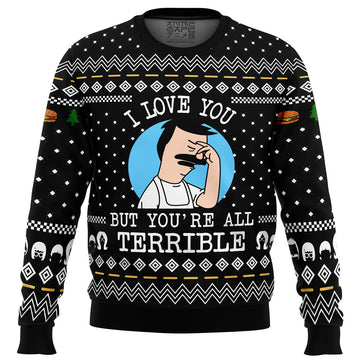 I Love You but Bob's Burgers Ugly Christmas Sweater