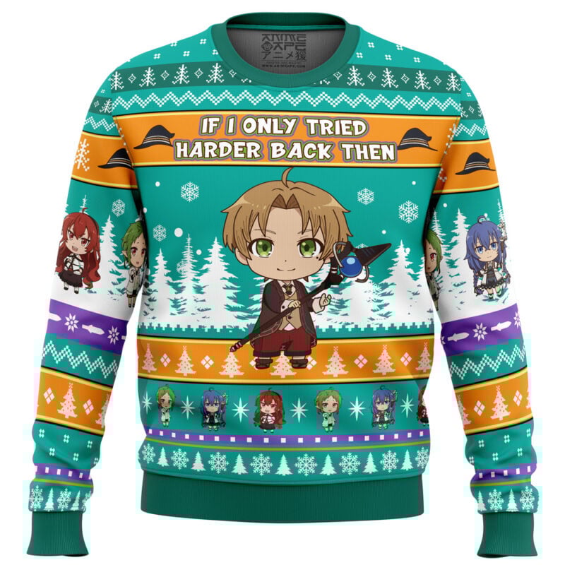 If I Only Tried Harder Mushoku Tensei Jobless Reincarnation Ugly Christmas Sweater