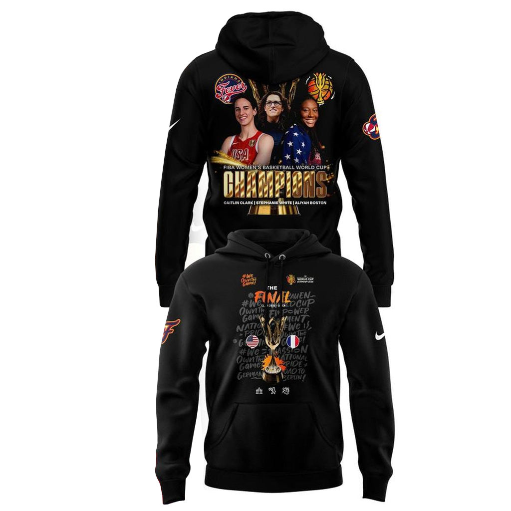 Indiana Fever 2026 FIBA Women’s Basketball World Cup Champions Caitlin Clark Graphic Hoodie for Basketball Fans