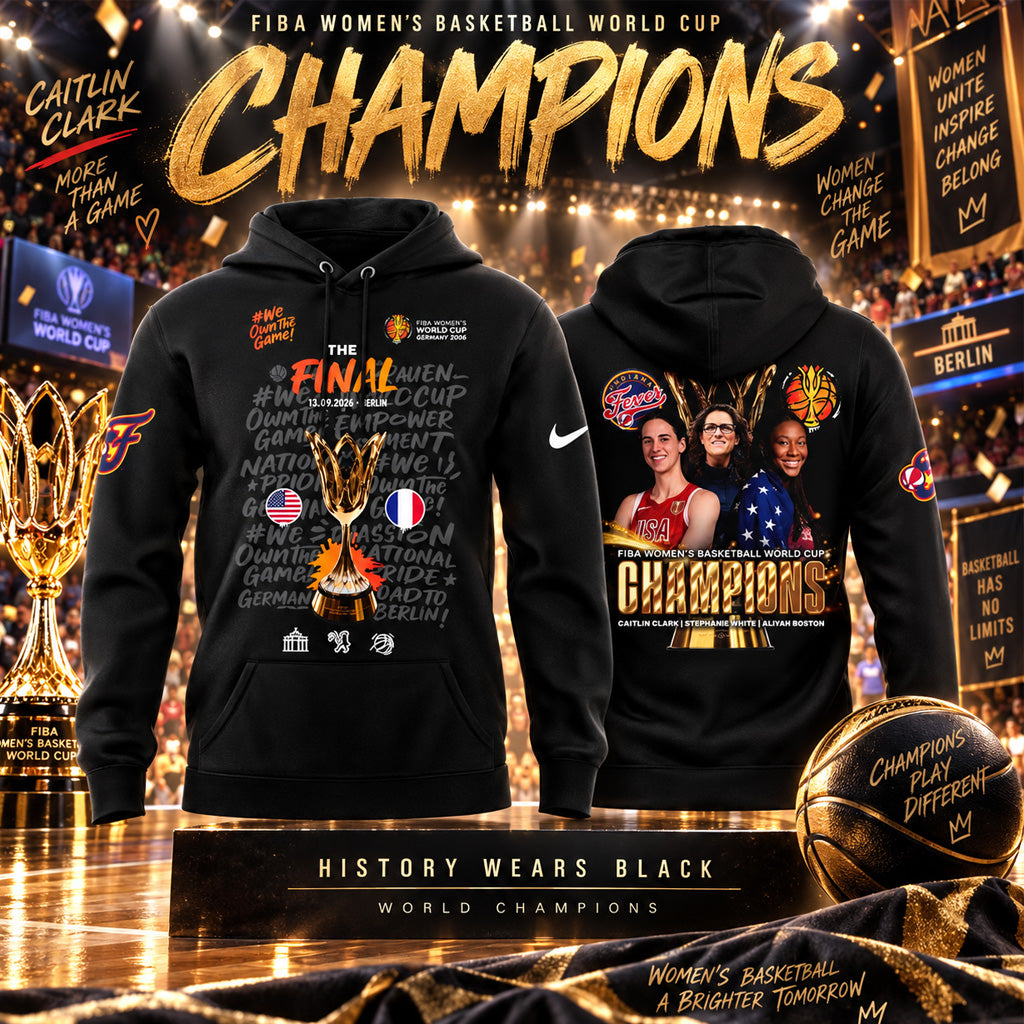 Indiana Fever 2026 FIBA Women’s Basketball World Cup Champions Caitlin Clark Graphic Hoodie for Basketball Fans