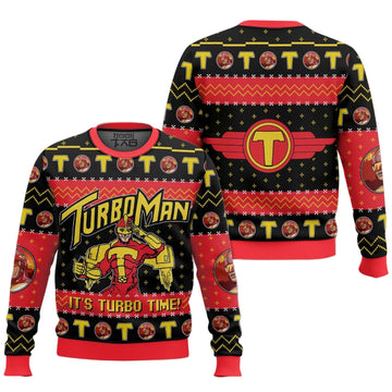 It’s Turbo Time! Turbo Man Jingle All the Way Ugly Sweater