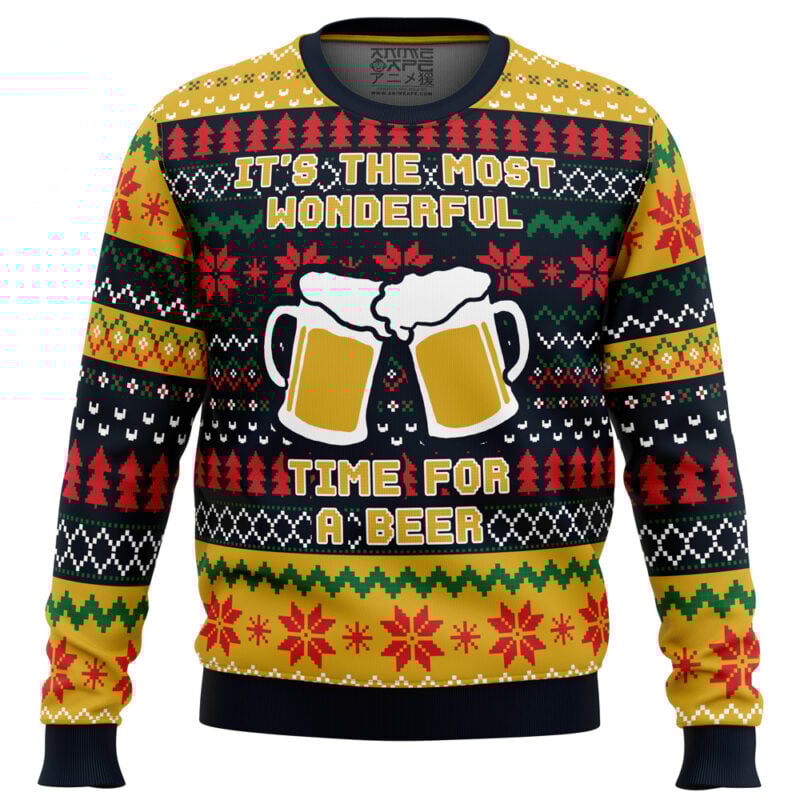 It's The Most Wonderful Time For A Beer Parody Ugly Christmas Sweater