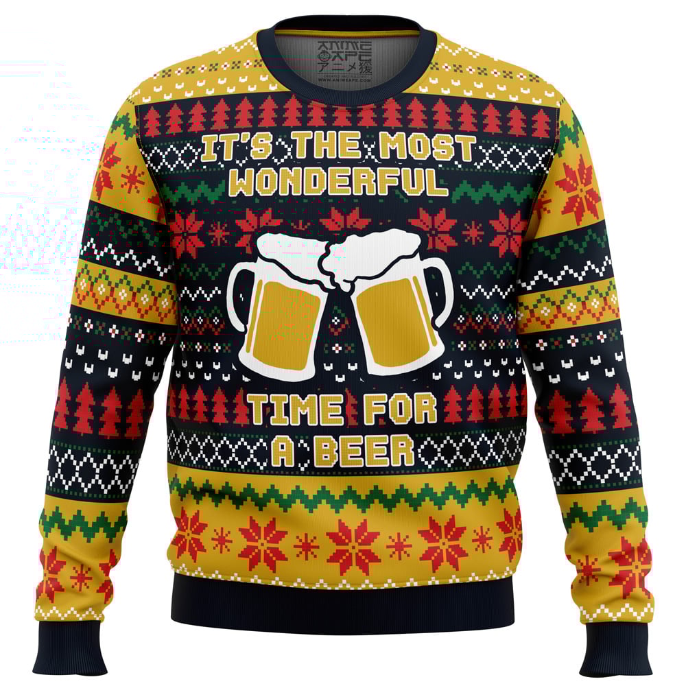 It's The Most Wonderful Time For A Beer Parody Ugly Christmas Sweater