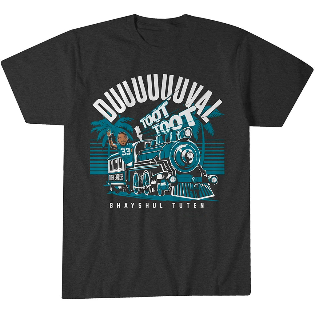 Jacksonville Jaguars Bhayshul Tuten Toot Toot Train Graphic Shirt for Football Fans