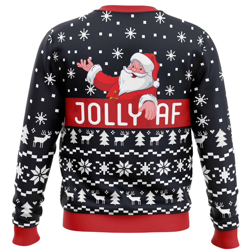 Jolly Af Santa Claus Ugly Christmas Sweater