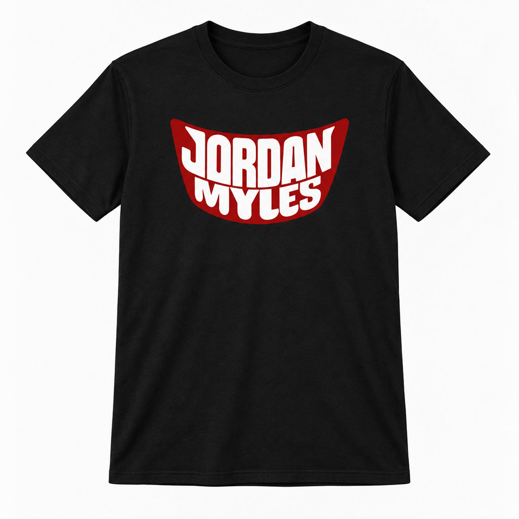 Jordan Myles Bold Red Logo Graphic Shirt for Wrestling Fans