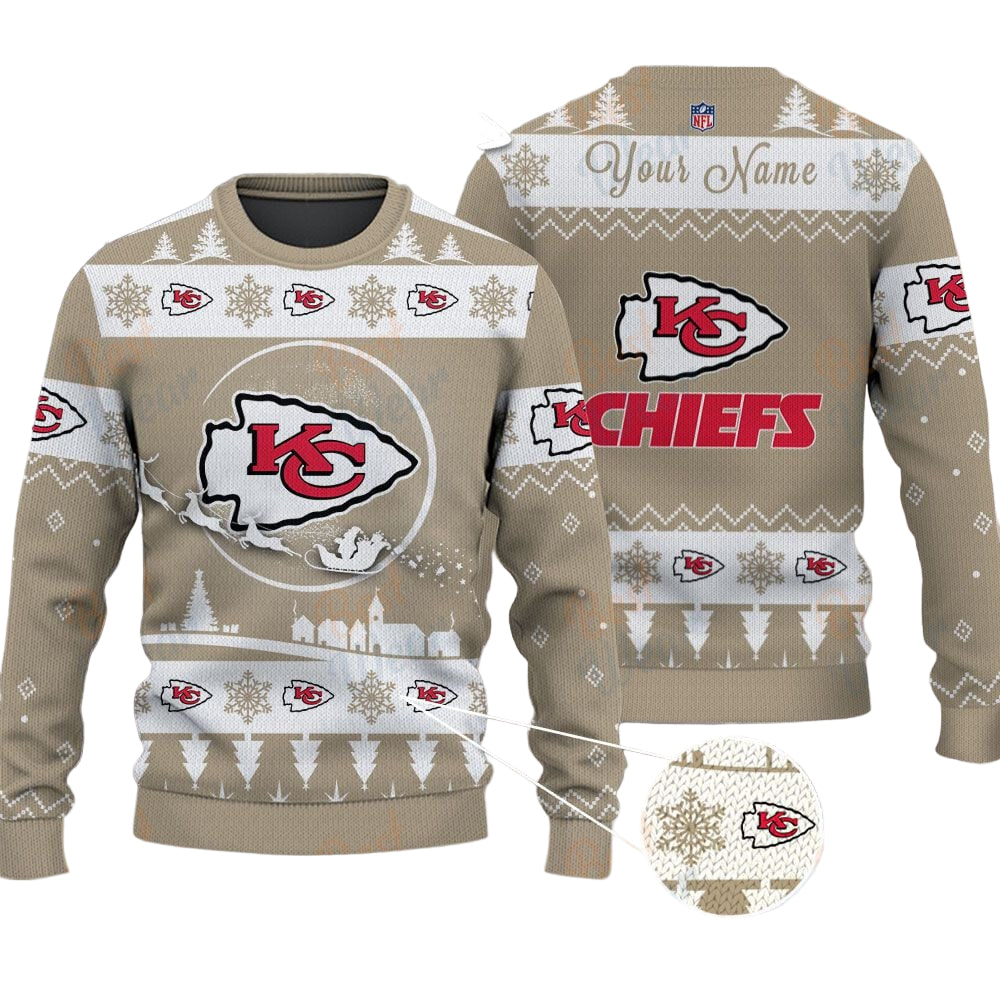 Kansas City Chiefs NFL Ugly Christmas Sweater - Name Customized