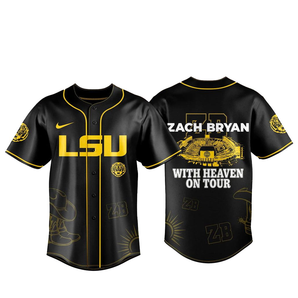 LSU Tigers x Zach Bryan With Heaven On Tour Baseball Jersey