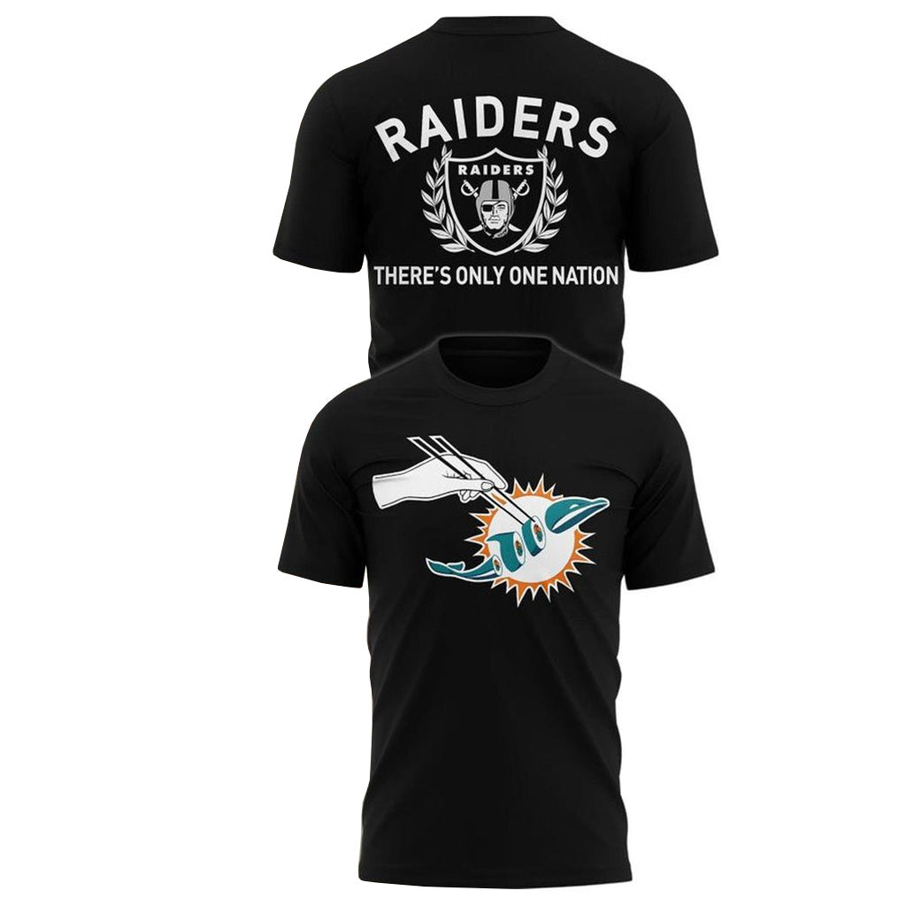 Las Vegas Raiders 2026 Gameday Dolphin Sushi Graphic Shirt for Football Fans