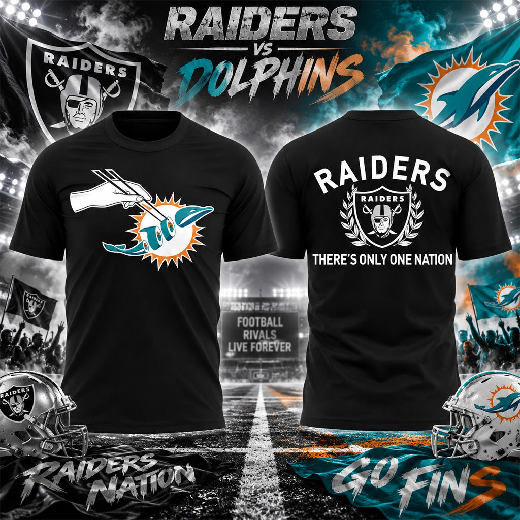 Las Vegas Raiders 2026 Gameday Dolphin Sushi Graphic Shirt for Football Fans