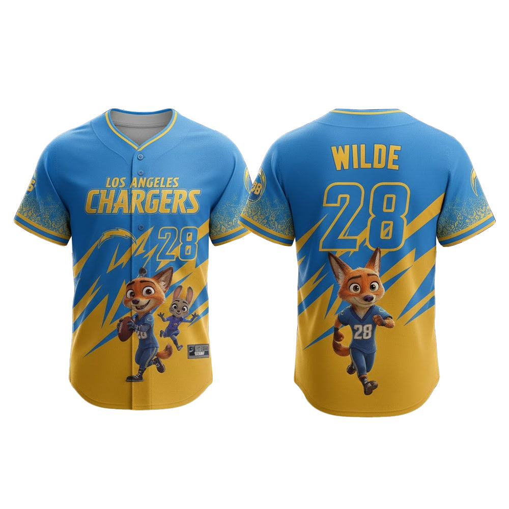 Los Angeles Chargers Zootopia 2 Wilde Hopps Baseball Jersey 2025
