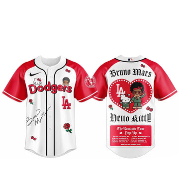 Los Angeles Dodgers Bruno Mars x Hello Kitty 2026 The Romantic Tour Baseball Jersey