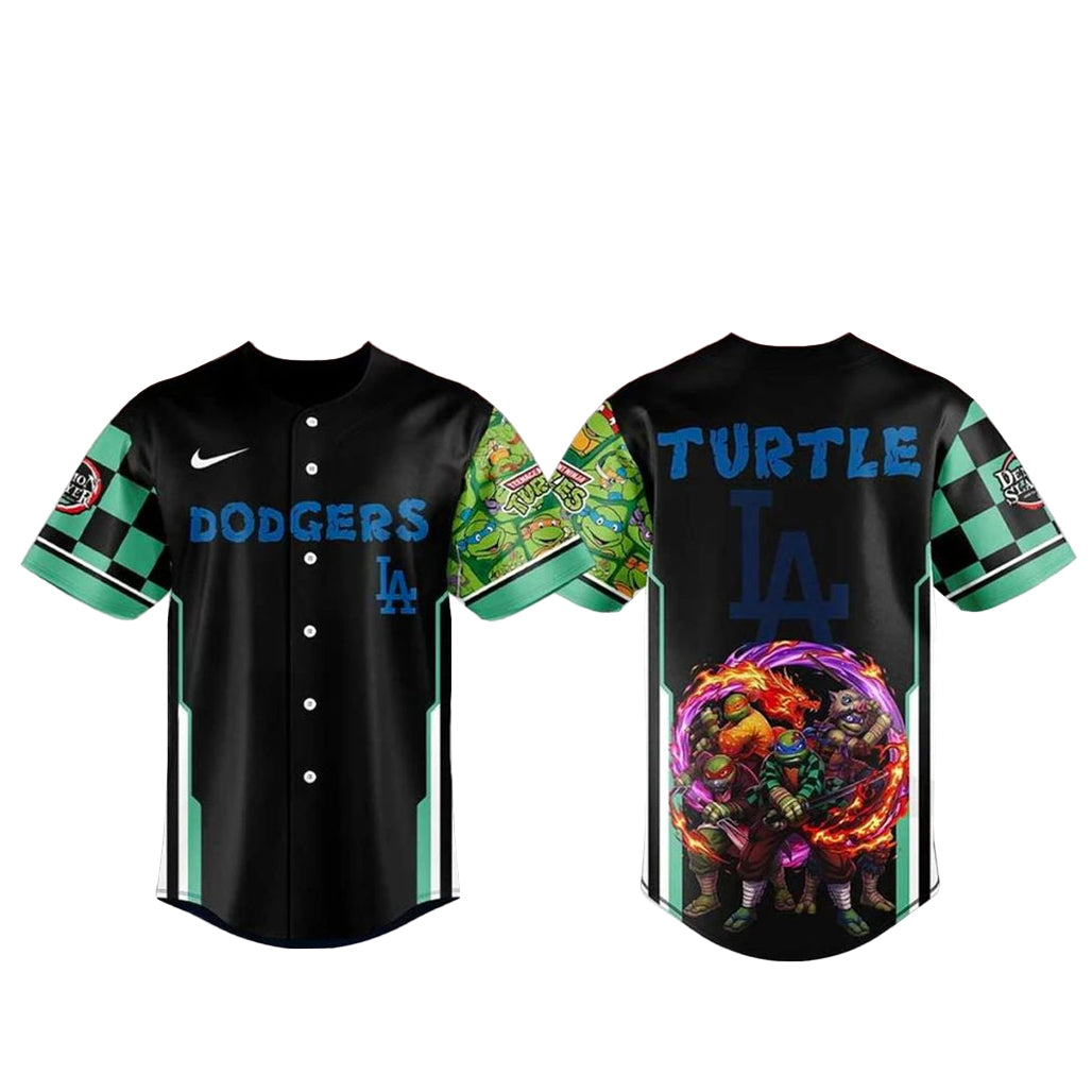 Los Angeles Dodgers x Ninja Turtles &amp; Demon Slayer Baseball Jersey