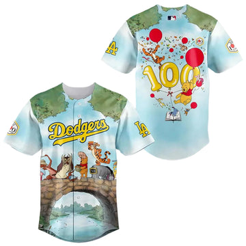 Los Angeles Dodgers x Winnie Pooh 100 Year Anniversary Baseball Jersey
