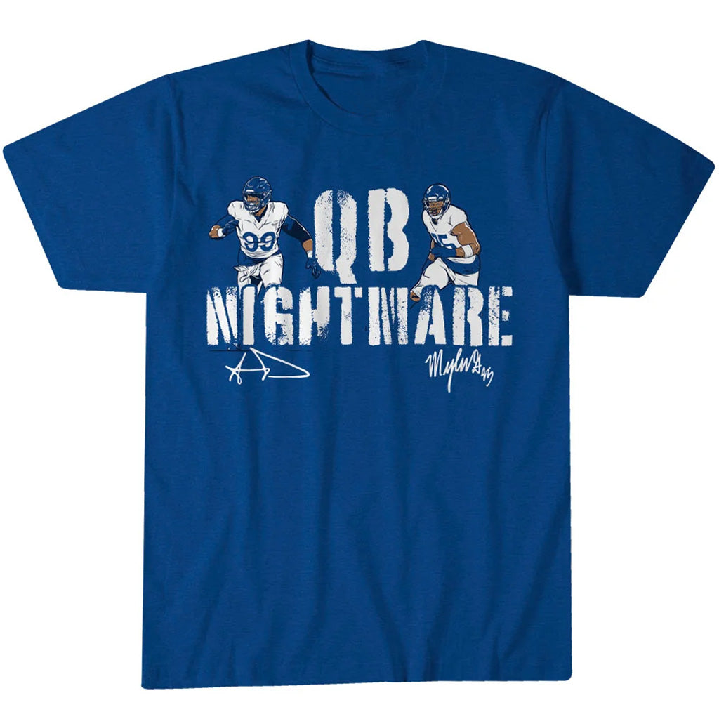 Los Angeles Rams Aaron Donald And Myles Garrett QB Nightmare Graphic Shirt for Football Fans