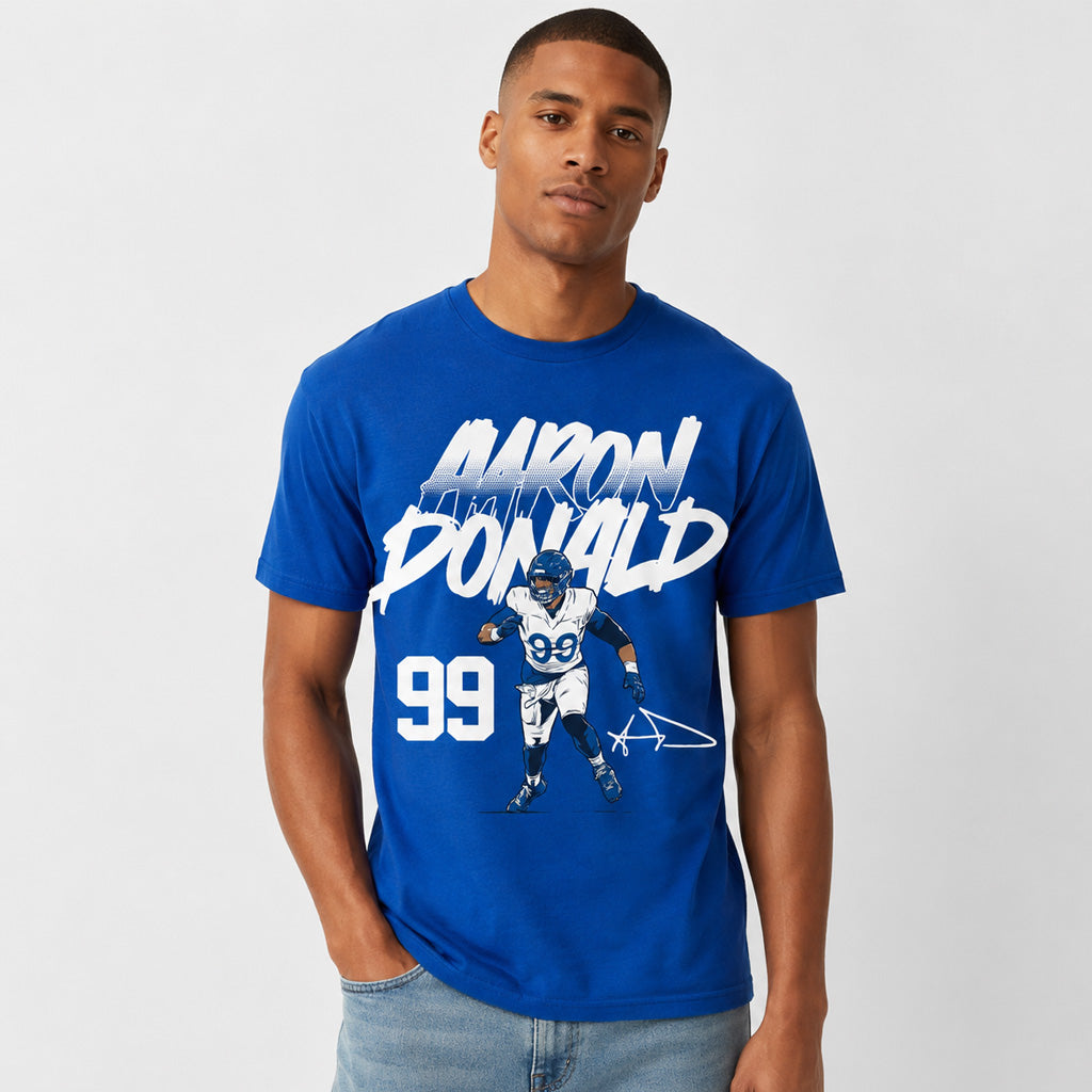Los Angeles Rams Aaron Donald Name & Number Pose Graphic Shirt for Football Fans