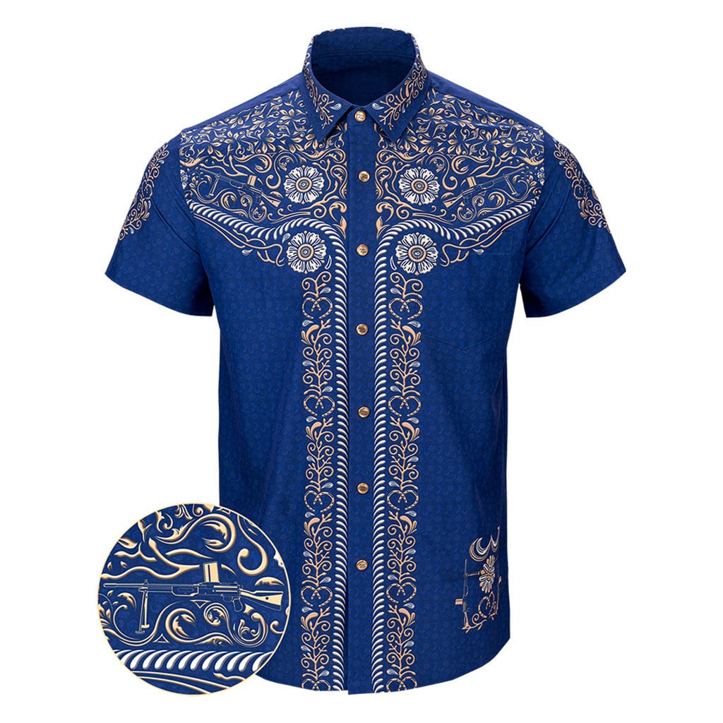 Los Charro Button Down Shirt Gun Print Hawaiian Shirt Birthday Gift Ideas For Brother -WearandDecor