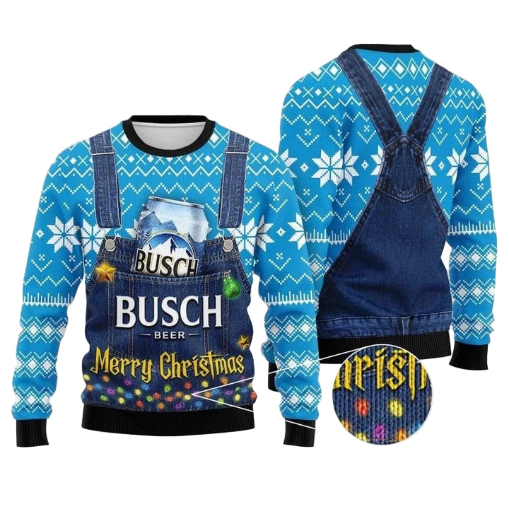 Merry Christmas Busch Light Beer All Over Print Ugly Christmas Sweater