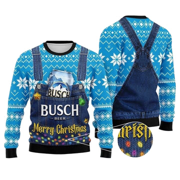 Merry Christmas Busch Light Beer All Over Print Ugly Christmas Sweater