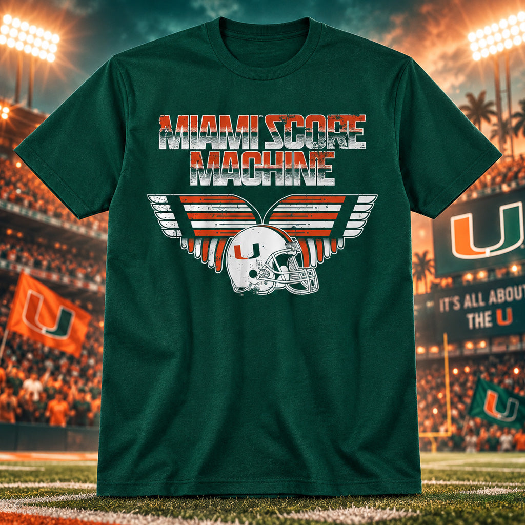 Miami Hurricanes Football Miami Score Machine Graphic Shirt for College Football Fans