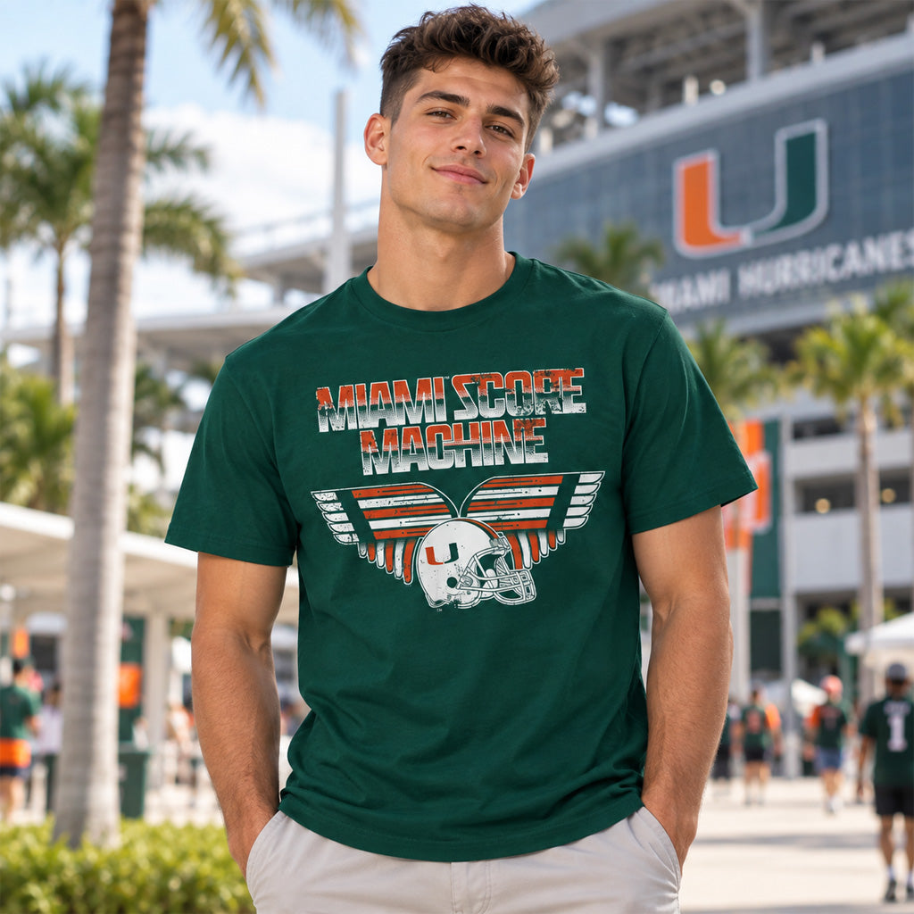 Miami Hurricanes Football Miami Score Machine Graphic Shirt for College Football Fans
