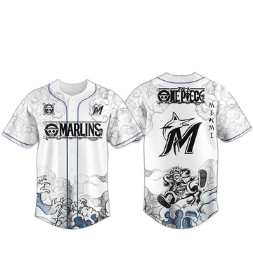 Miami Marlins x One Piece 2026 Luffy The Gear 5 Baseball Jersey