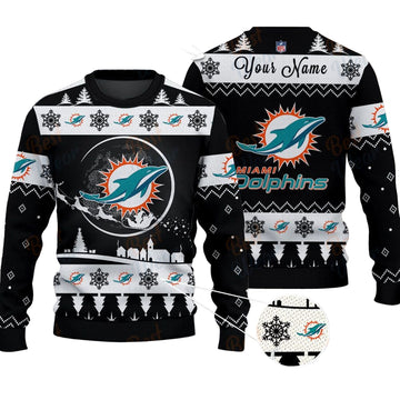 Miami Dolphins NFL Ugly Christmas Sweater - Name Customized