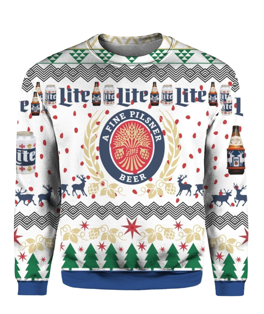 Miller Lite Beer Ugly Christmas Sweater, All Over Print Sweatshirt