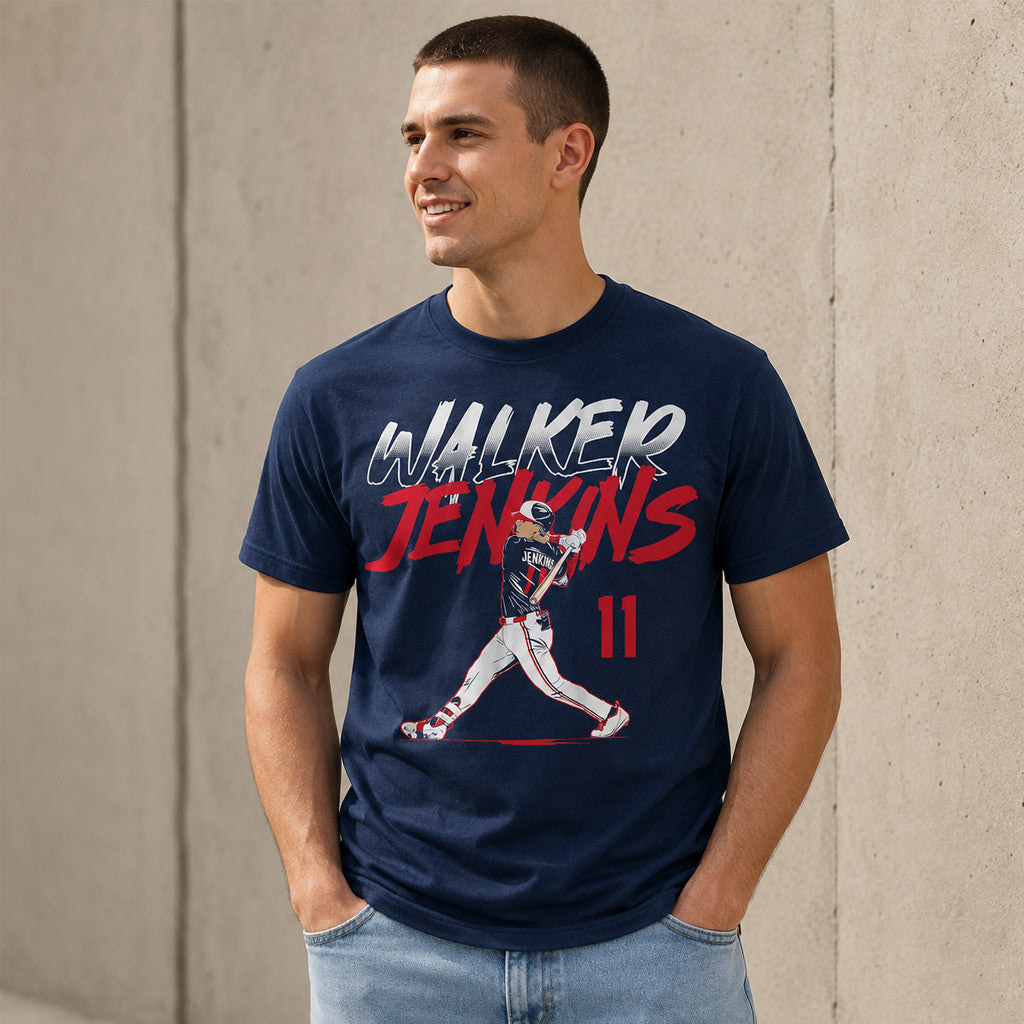 Minnesota Twins Walker Jenkins Slugger Swing Number Graphic Shirt for Baseball Fans