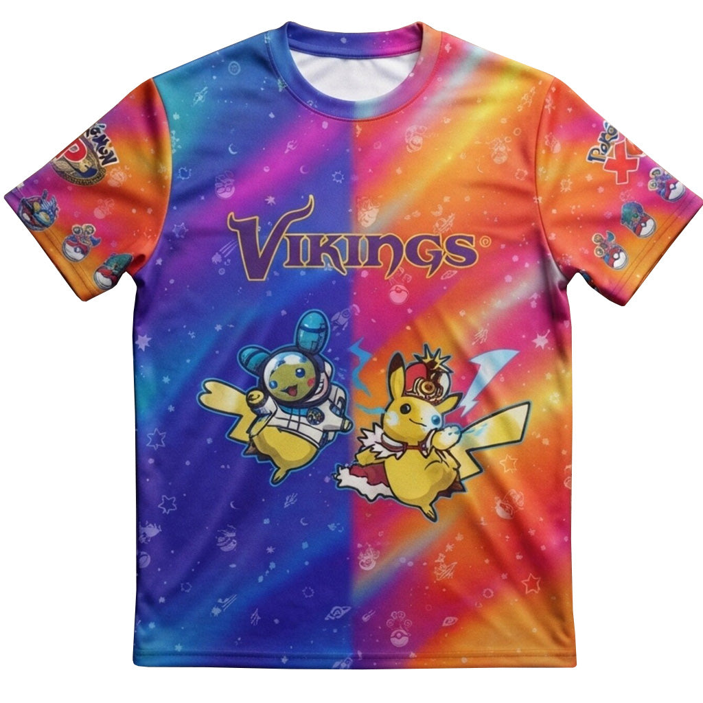 Minnesota Vikings x Pokemon 2026 Graphic Shirt for Football and Pokemon Fans