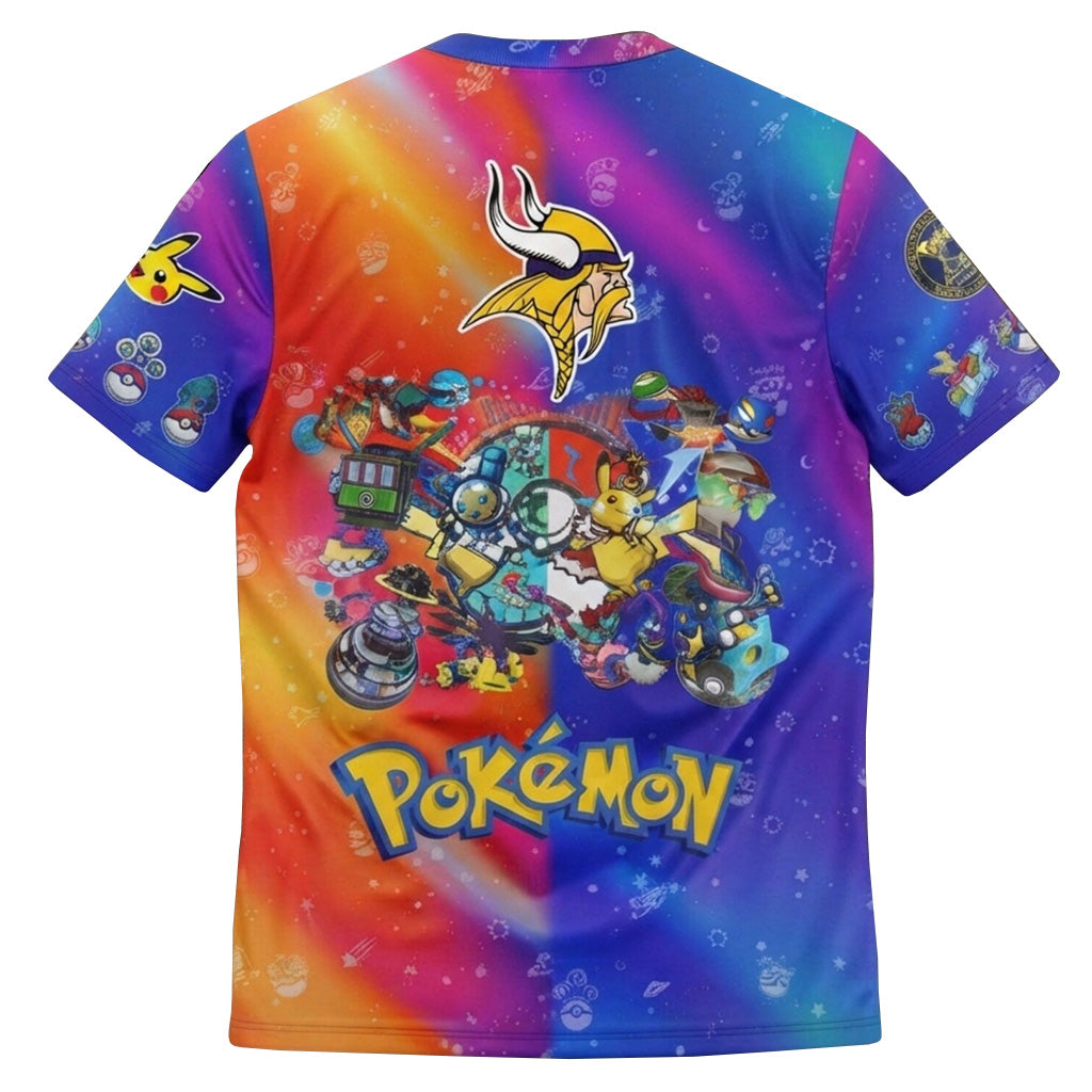 Minnesota Vikings x Pokemon 2026 Graphic Shirt for Football and Pokemon Fans