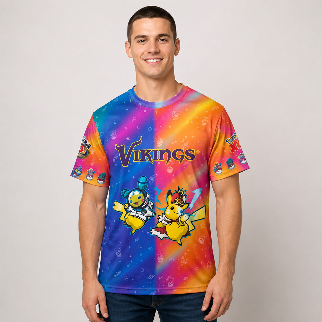 Minnesota Vikings x Pokemon 2026 Graphic Shirt for Football and Pokemon Fans