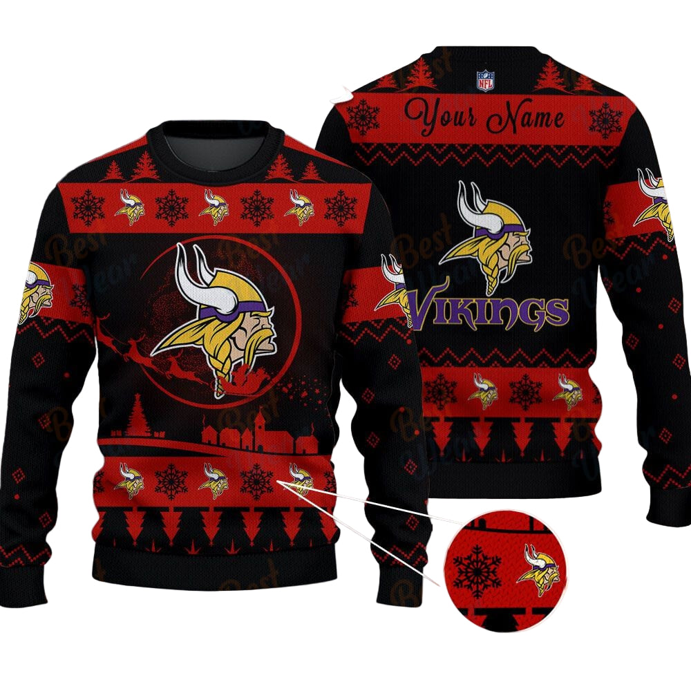 Minnesota Vikings NFL Ugly Christmas Sweater - Name Customized
