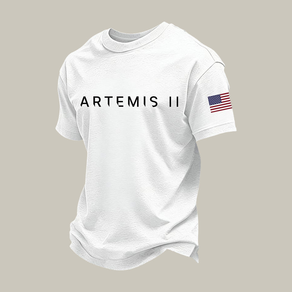 Mission 2026 American Flag T-Shirt NASA Moon Mission 2026 Clothing Astronomy Gift For Husband Retro 2026 Artemis II