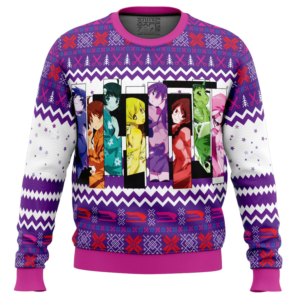 Monogatari Girls Bakemonogatari Ugly Christmas Sweater