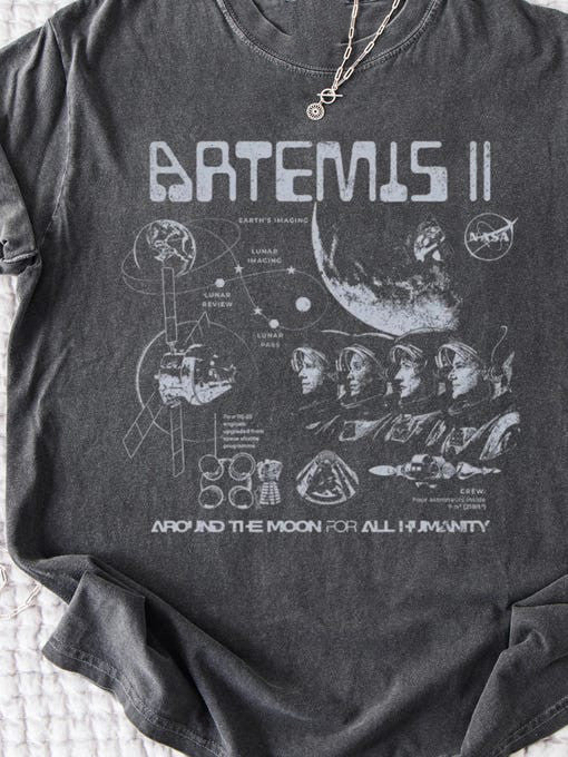 NASA Mission T-Shirt Around The Moon Merch Gift For Astronomy Fan Retro 2026 Artemis II