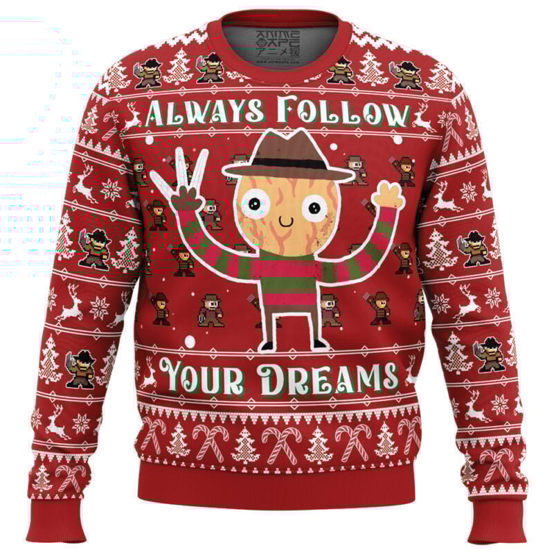 Follow Your Dreams Nightmare on Elm Street Ugly Christmas Sweater