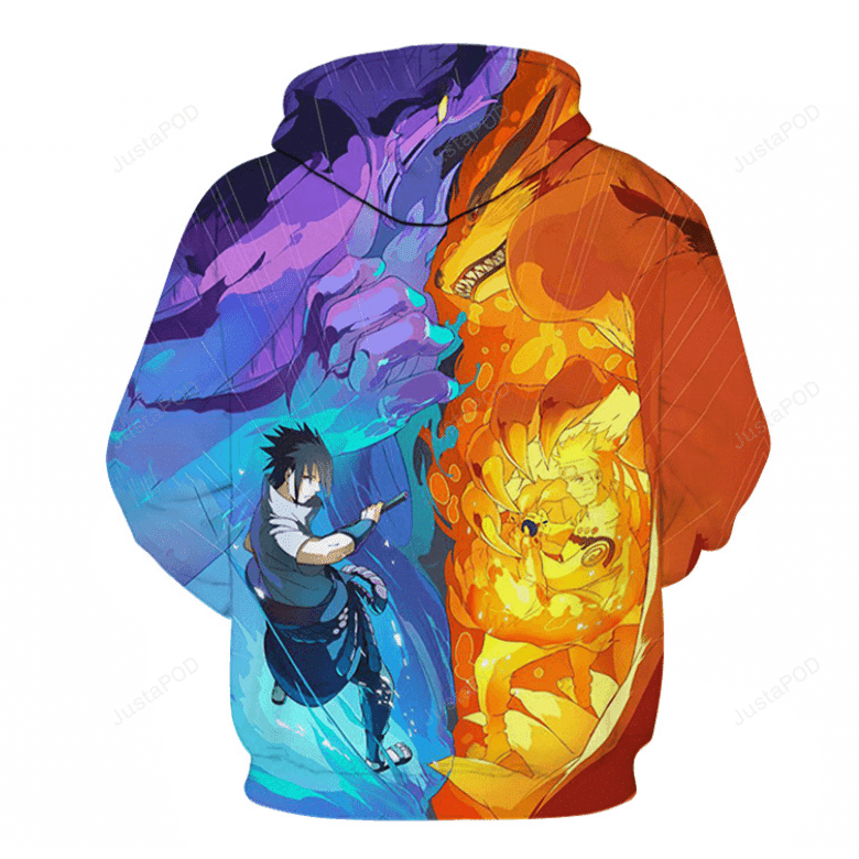 Naruto Uzumaki Naruto &amp; Uchiha Sasuke Anime 3d Hoodie