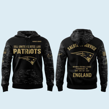 New England Patriots Salute To Service 2026 Black Camo Graphic Hoodie Version 1 for Football Fans