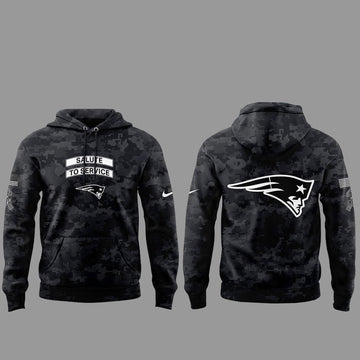 New England Patriots Salute To Service 2026 Black Camo Graphic Hoodie Version 2 for Football Fans