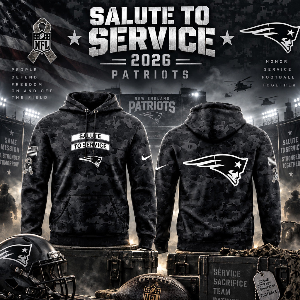 New England Patriots Salute To Service 2026 Black Camo Graphic Hoodie Version 2 for Football Fans