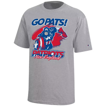 New England Patriots x Captain America 2026 Go Pats! Graphic Shirt for Football and Marvel Fans