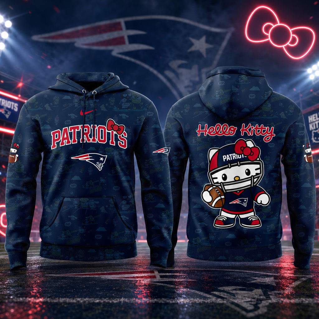 New England Patriots x Hello Kitty Night 2026 Graphic Hoodie for Football and Hello Kitty Fans