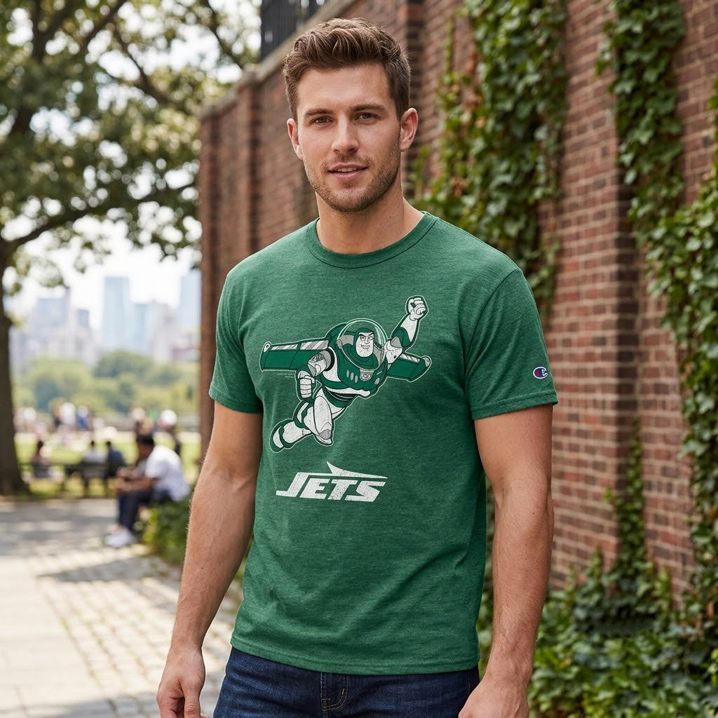 New York Jets x Buzz Lightyear 2026 Graphic Shirt for Football and Toy Story Fans