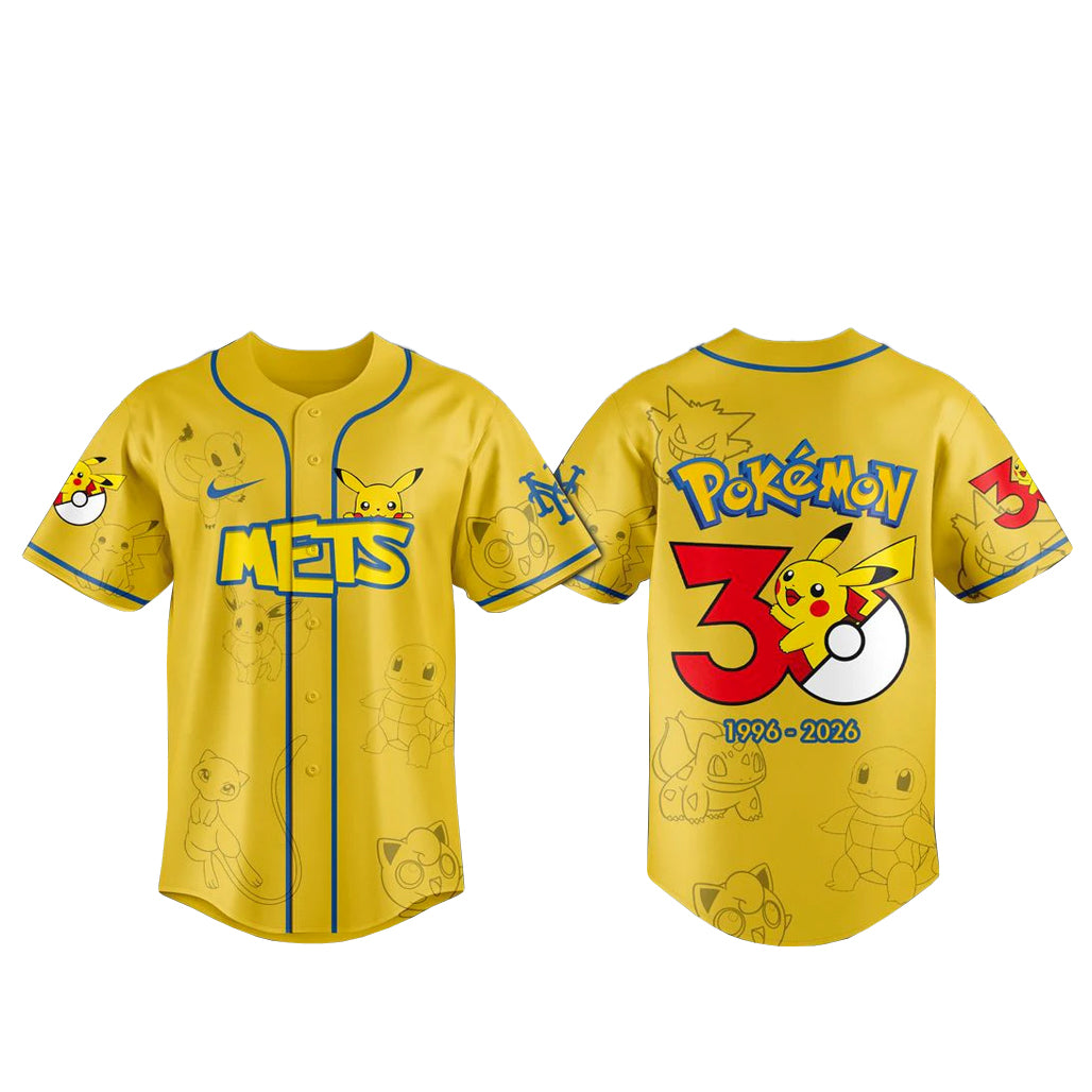 New York Mets x Pokemon 30th Anniversary Baseball Jersey