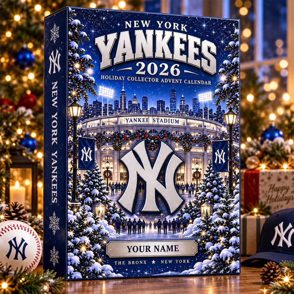 Custom Name New York Yankees 2026 Holiday Advent Calendar for Baseball Fans
