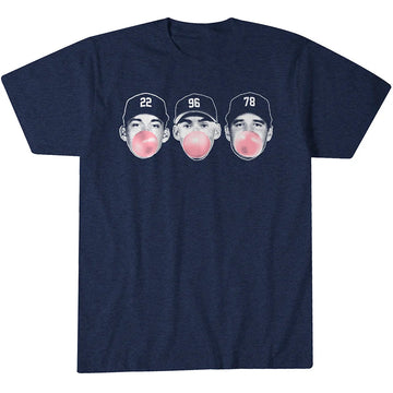 New York Yankees Ben Rice Spencer Jones & George Lombard Jr Bronx Bubbles Graphic Shirt for Baseball Fans