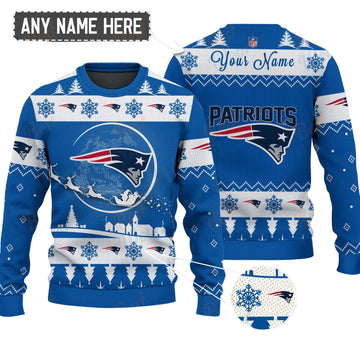 New England Patriots NFL Ugly Christmas Sweater - Name Customized