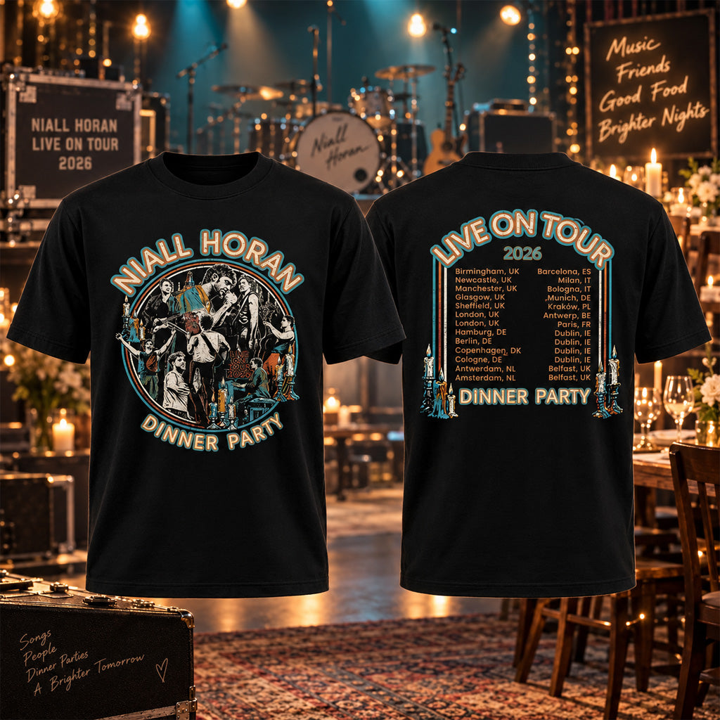 Niall Horan Live on Tour 2026 Dinner Party Graphic Shirt for Niall Horan Fans